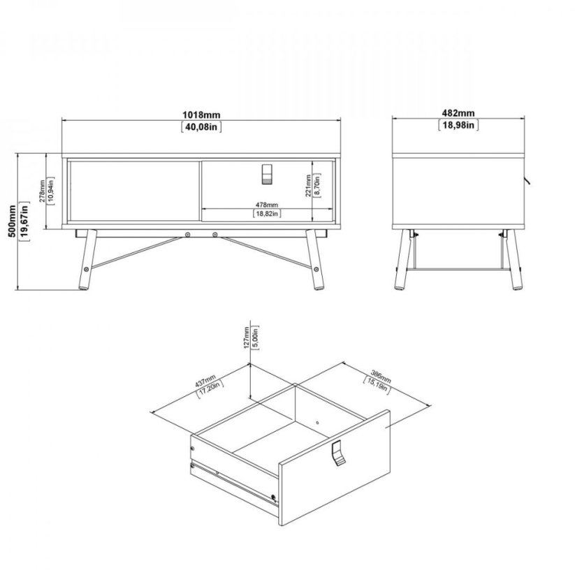 Konferenčný stolík Rain čierny MAT/orech