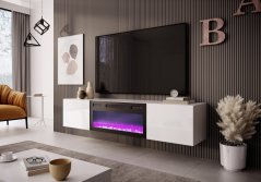 Televizní stolek LIVO s krbem bílý