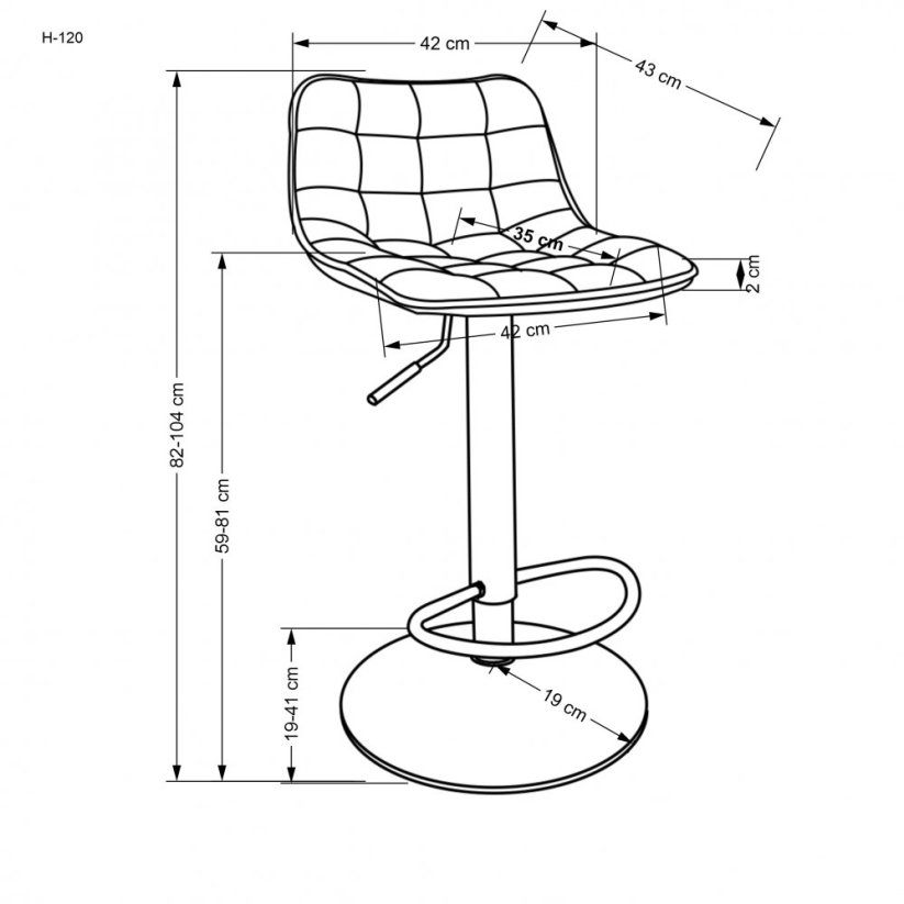 Barová stolička H120 čierna