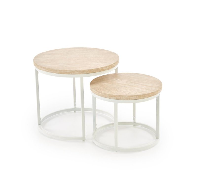 Konferenčný stolík OREO - sada 2 ks travertín/biela