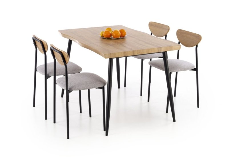 Jedálenská zostava 4+1 DICKY prírodná/čierna/sivá