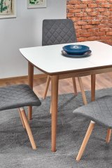 Rozkladací jedálenský stôl BARRET 90(190)x80 biely mat/dub lefkas