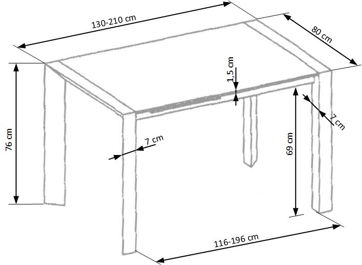 Rozkladací jedálenský stôl STANFORD 130(210)x80 biely