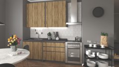 Kuchynská linka IDEA 180 antracit/dub craft
