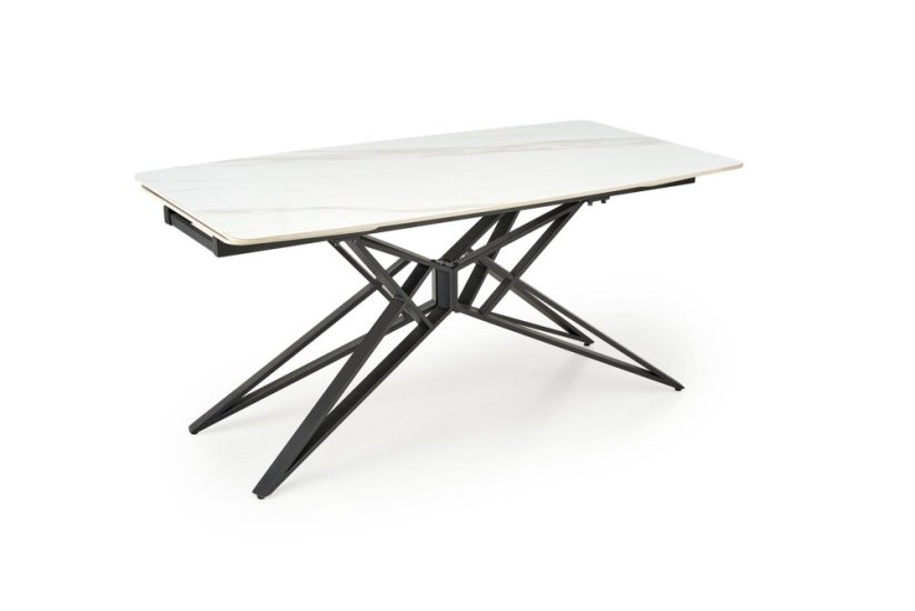Rozkladací jedálenský stôl ALFREDO 160(240)x91 biely mramor/čierna