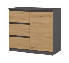 Komoda Malvína 1D3S antracit/dub artisan