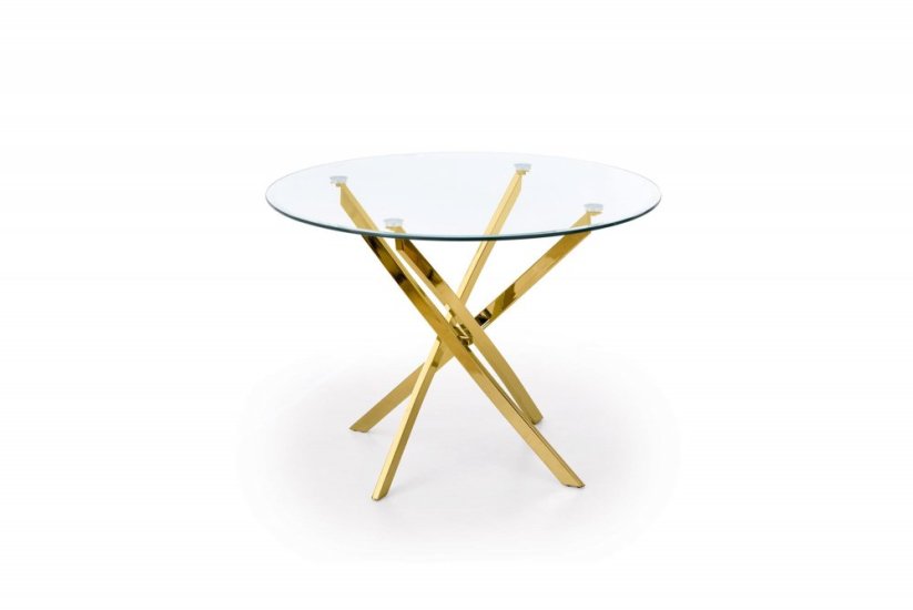 Okrúhly jedálenský stôl RAYMOND 100 sklo/zlatý