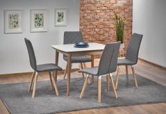 Rozkladací jedálenský stôl BARRET 90(190)x80 biely mat/dub lefkas