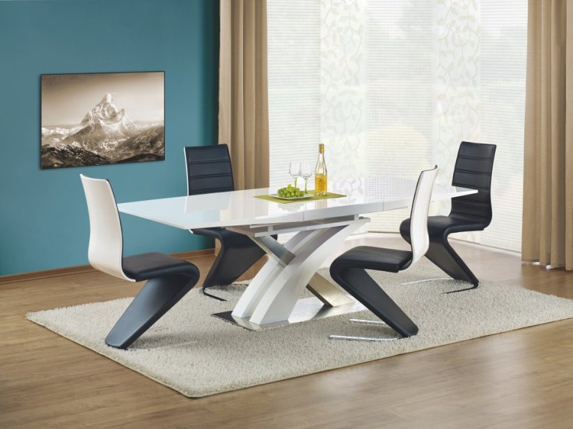 Rozkladací jedálenský stôl SANDOR 160(220)x90 biely - výpredaj skladu