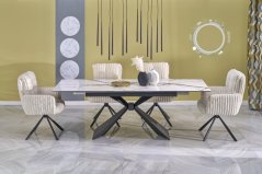 Rozkladací jedálenský stôl LUCIANO 180(230)x90 biely mramor/čierny
