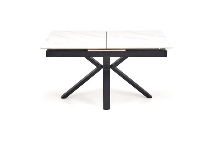 Rozkladací jedálenský stôl PLATAN 140(180)x85 biely mramor/čierny
