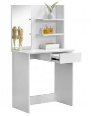 Toaletný stolík so zrkadlom COSMOS biela/biela lesk