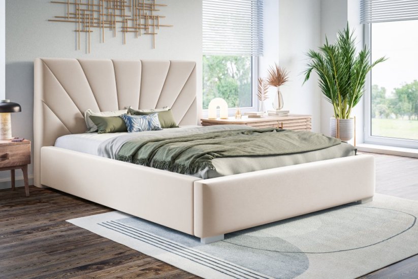 Čalouněná postel BED 9 160x200 světle béžová