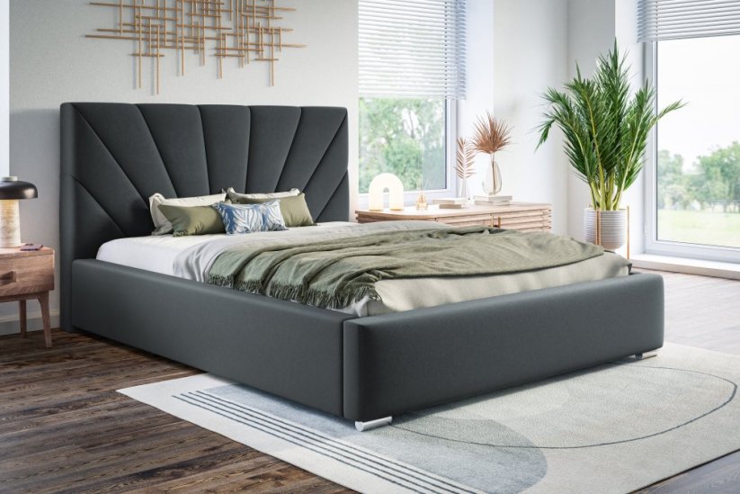 Čalouněná postel BED 9 180x200 tmavě šedá