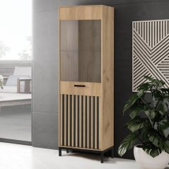 Vitrína LAMINO W-1 dub craft/čierna