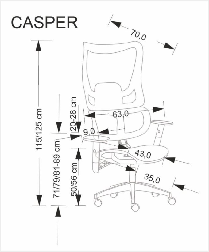 Kancelárska stolička CASPER čierna